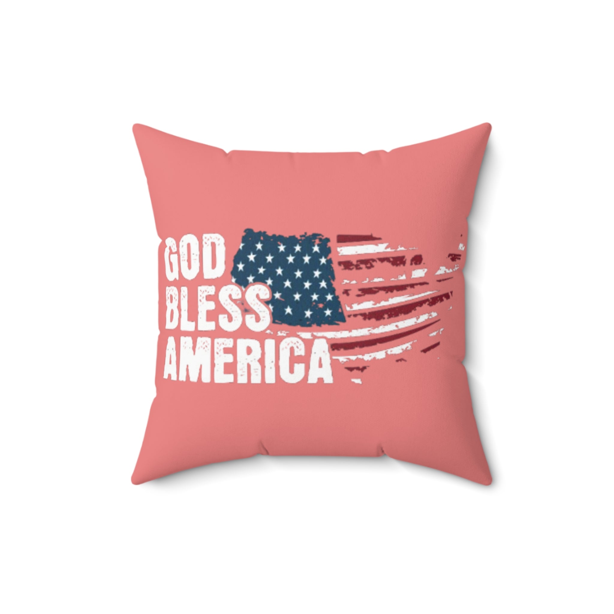 God Bless America Flag Pillow - Patriotic Square Throw Pillow