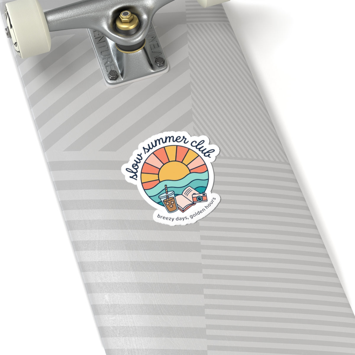 slow summer club Kiss-Cut Stickers | summer aesthetic, pastel coastal vibes