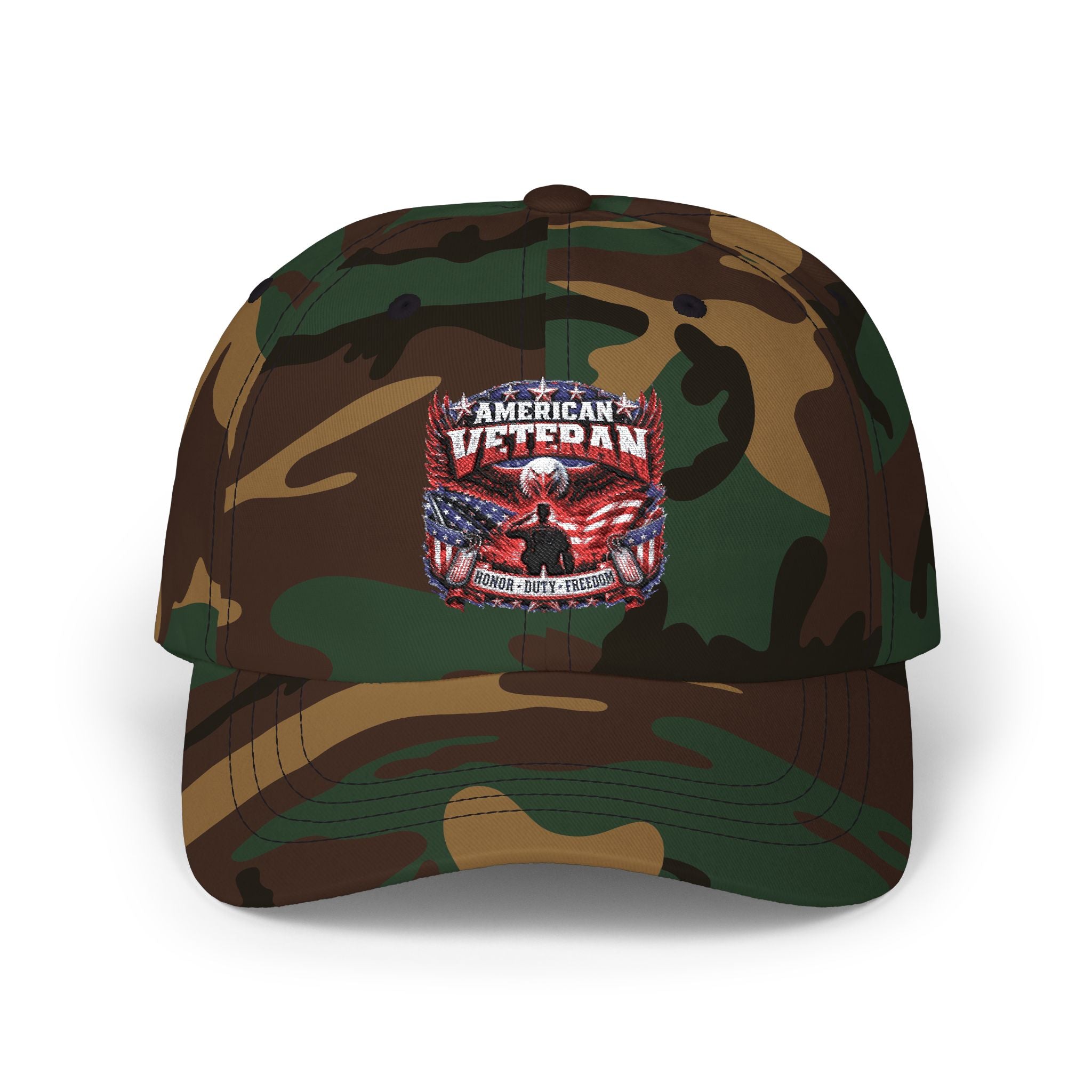 American Veteran Dad Cap - Patriotic Flag Embroidered Baseball Hat