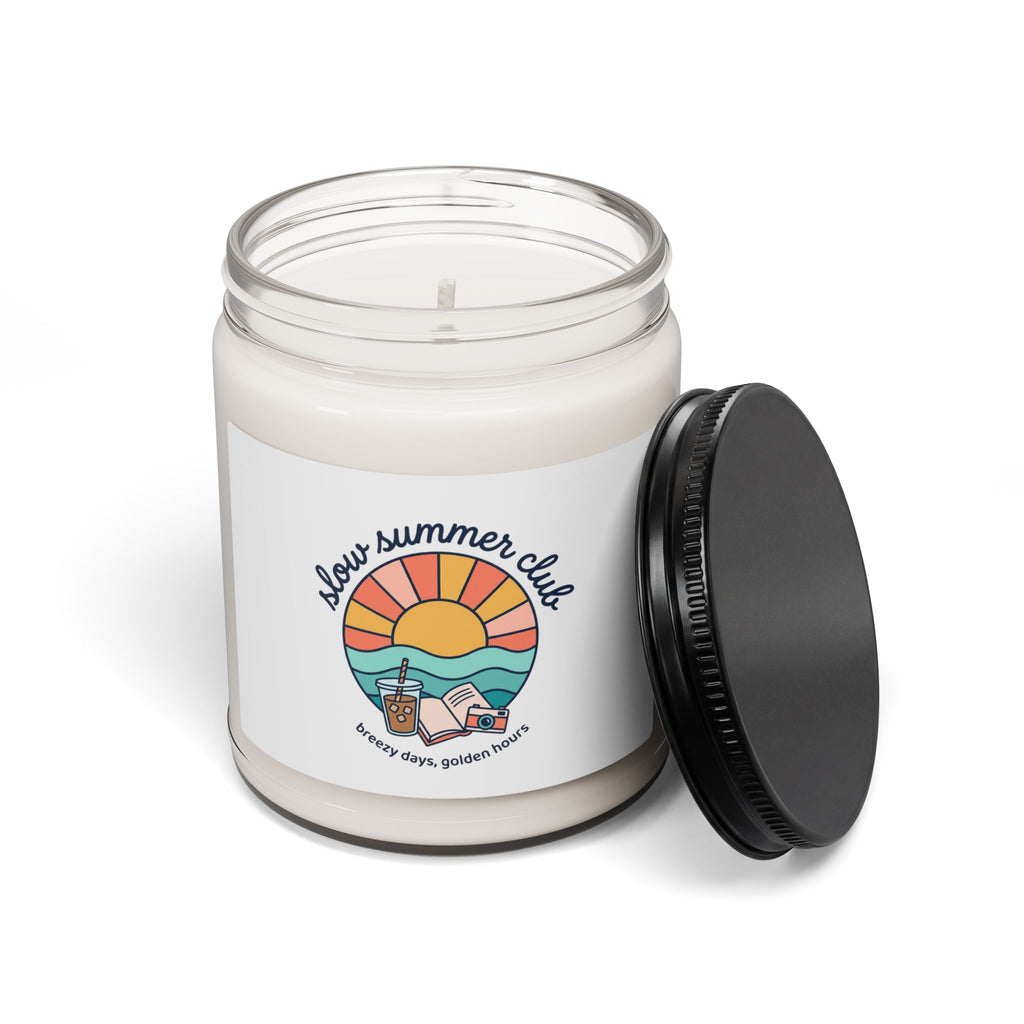 sunny retro coastal label Candle | summer aesthetic, pastel vibes
