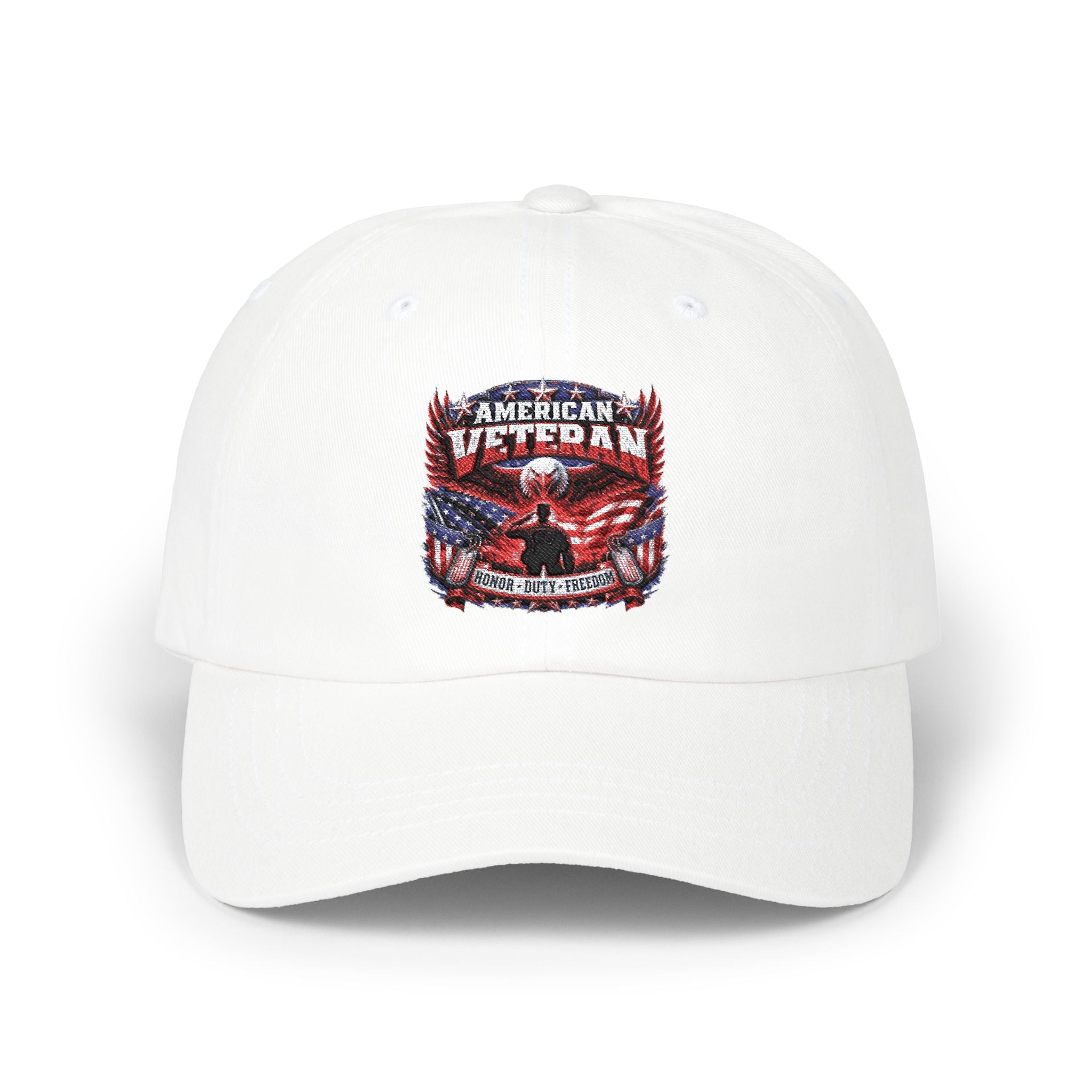American Veteran Dad Cap - Patriotic Flag Embroidered Baseball Hat