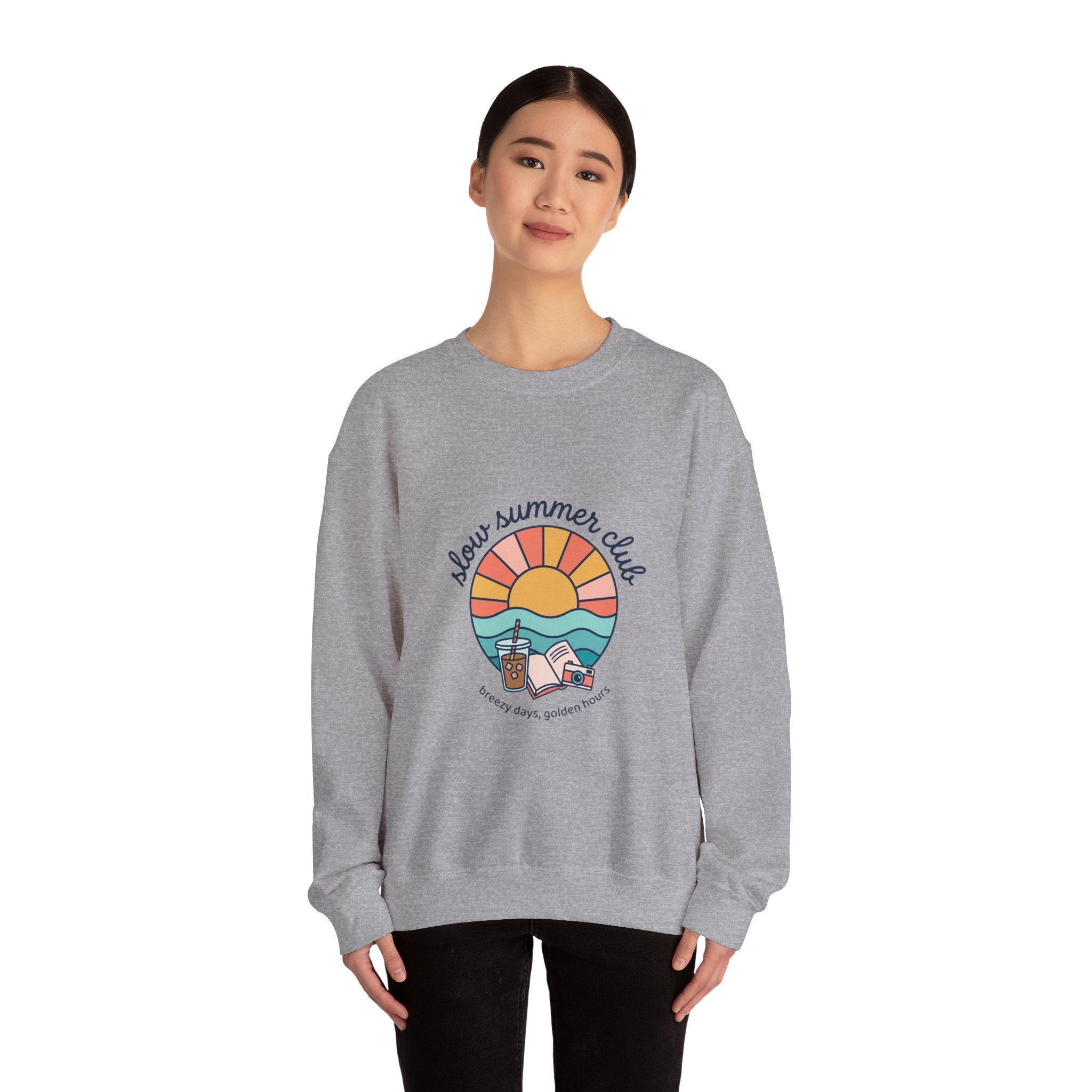 sunset beach crest Crewneck Sweatshirt | summer aesthetic, retro pastel