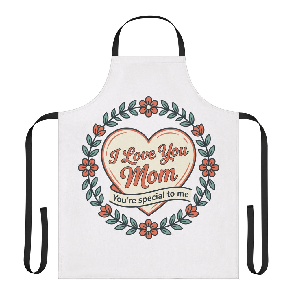Mother's Day Floral Apron - "I Love You Mom, You're Special to Me" Kitchen Apron