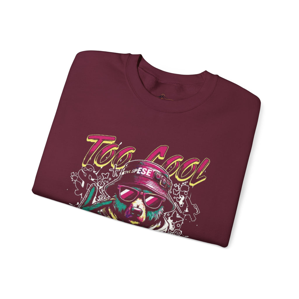 Crewneck Sweatshirt - 'Too Cool to Be Nice' Retro Bear Streetwear