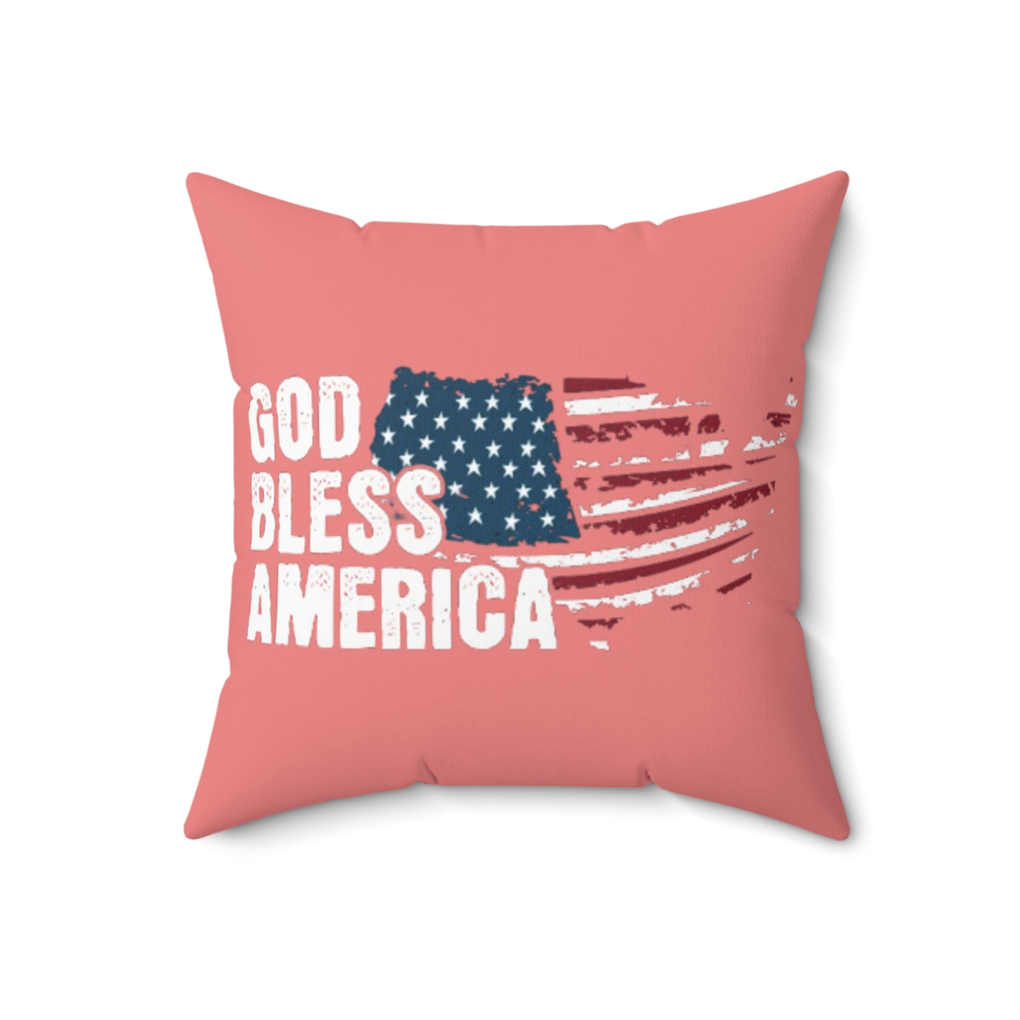 God Bless America Flag Pillow - Patriotic Square Throw Pillow