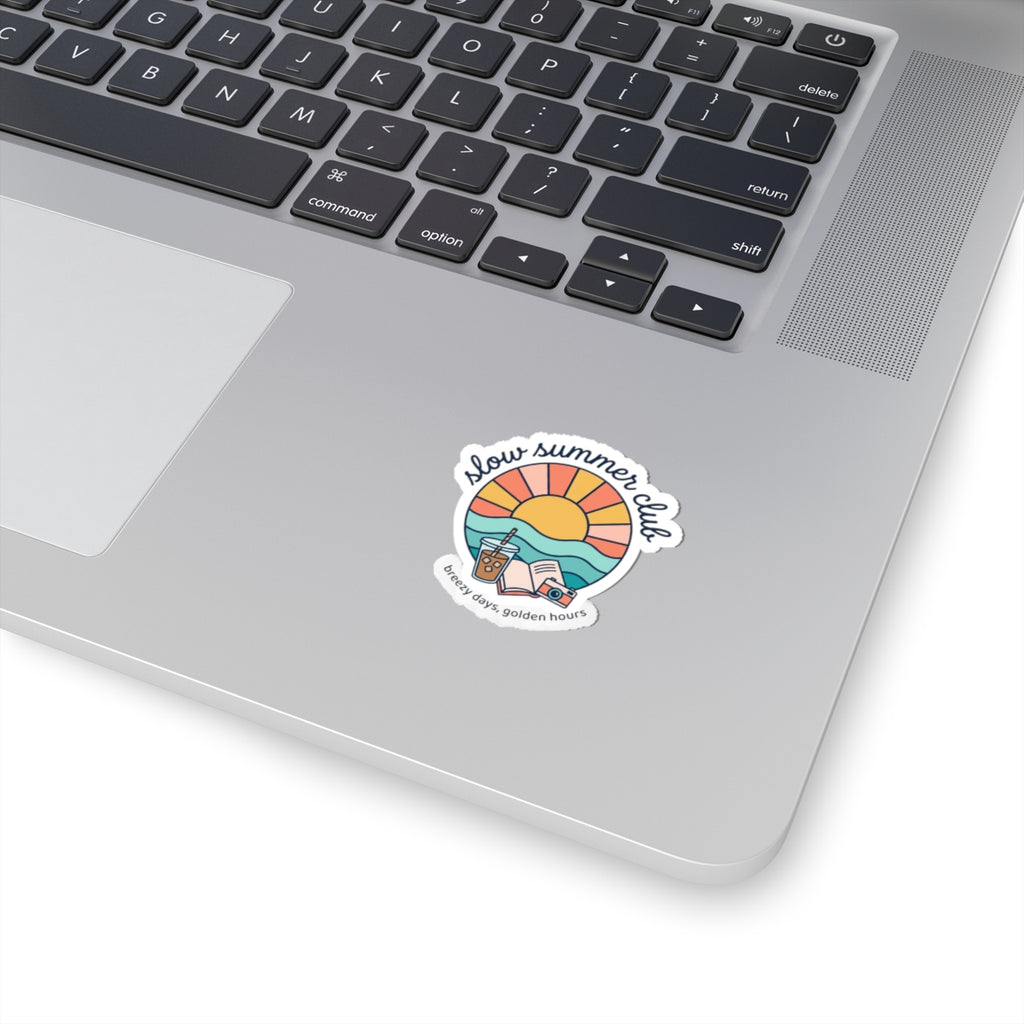 slow summer club Kiss-Cut Stickers | summer aesthetic, pastel coastal vibes