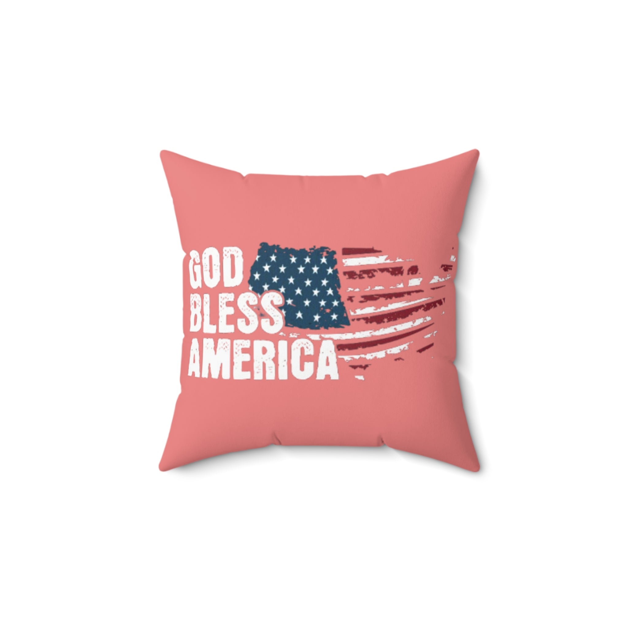 God Bless America Flag Pillow - Patriotic Square Throw Pillow