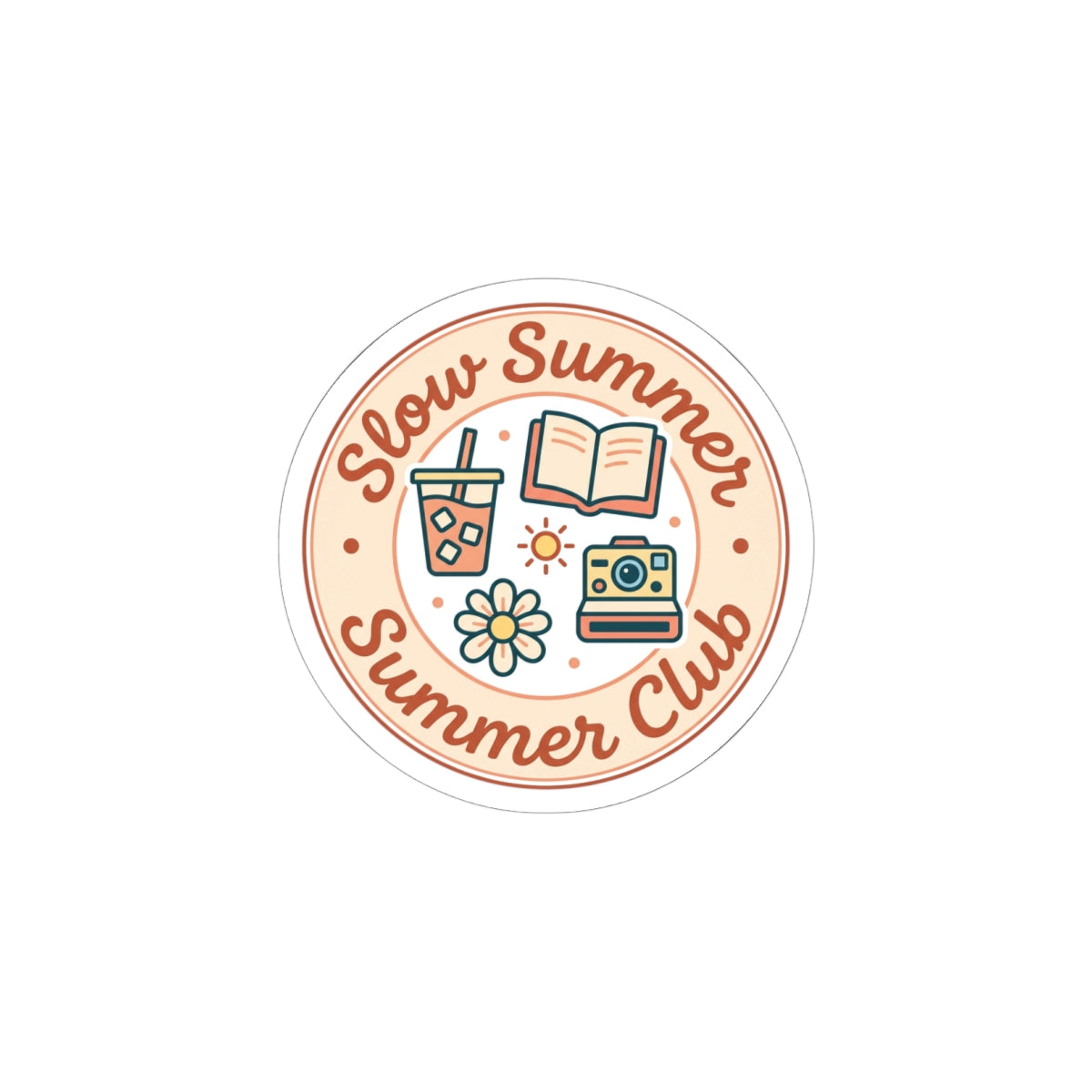 Slow Summer Club Kiss-Cut Stickers | summer aesthetic, pastel coastal vibes