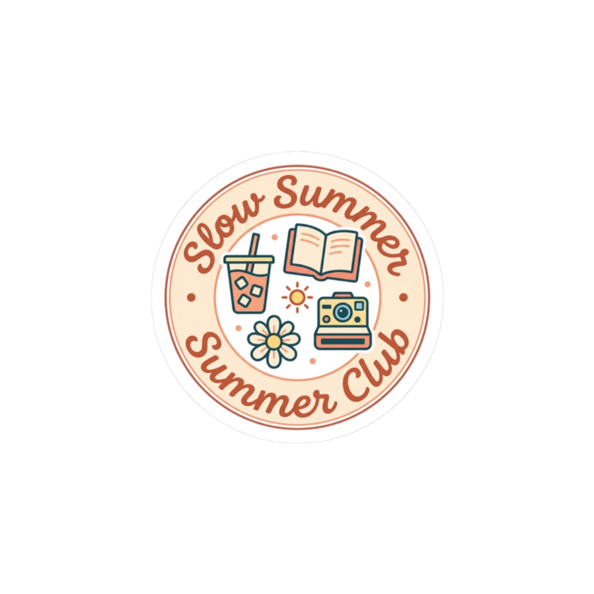 Slow Summer Club Kiss-Cut Stickers | summer aesthetic, pastel coastal vibes