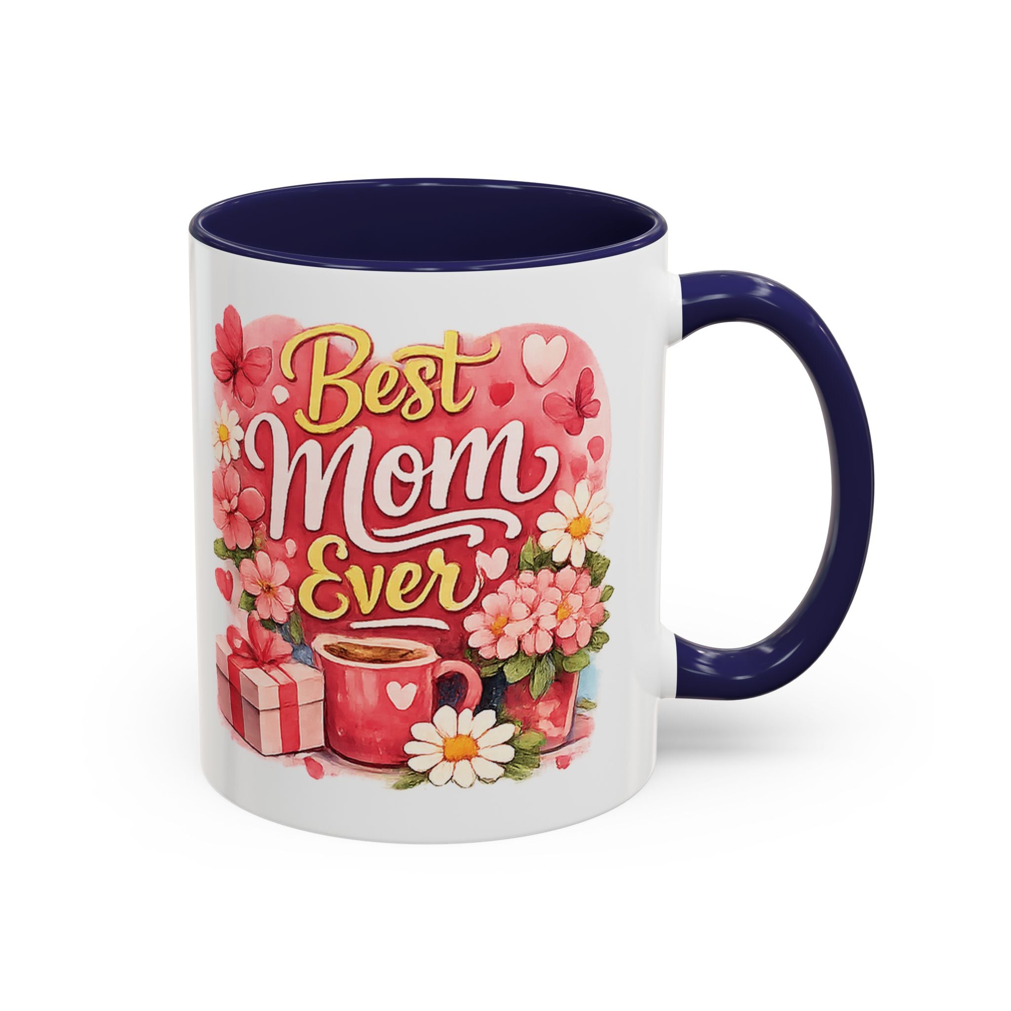 Mother's Day Coffee Mug - Happy Mother's Day Mom Gift with Floral Illustration (11/15oz)