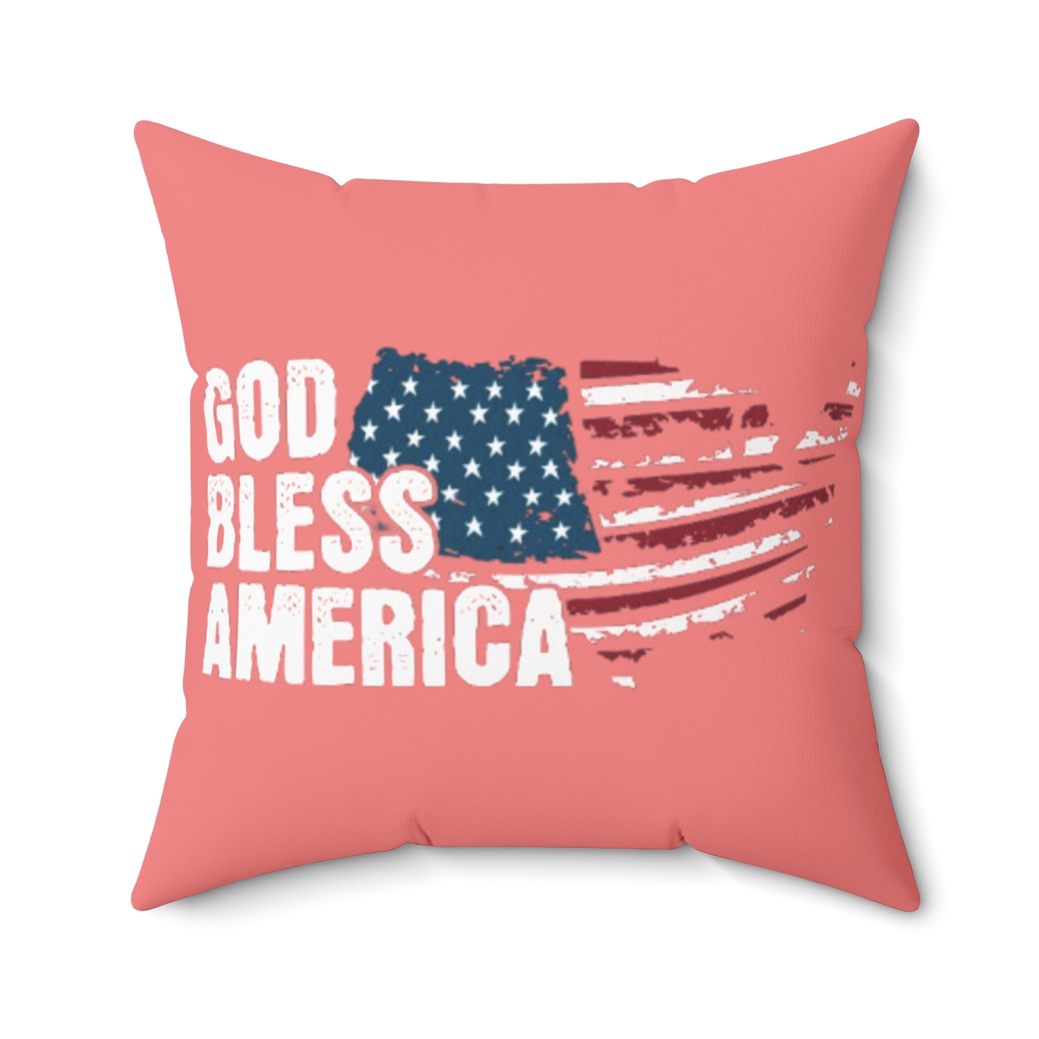 God Bless America Flag Pillow - Patriotic Square Throw Pillow