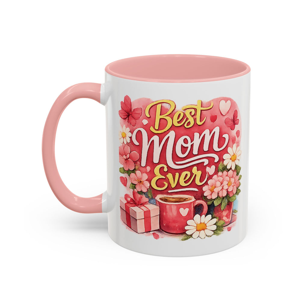Mother's Day Coffee Mug - Happy Mother's Day Mom Gift with Floral Illustration (11/15oz)