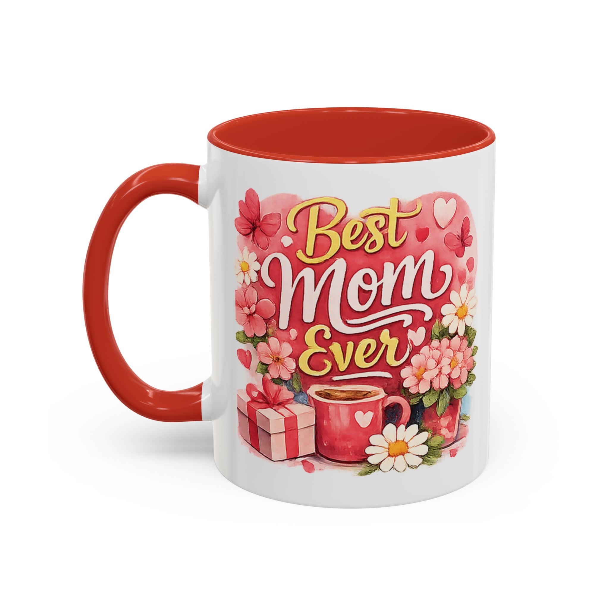 Mother's Day Coffee Mug - Happy Mother's Day Mom Gift with Floral Illustration (11/15oz)