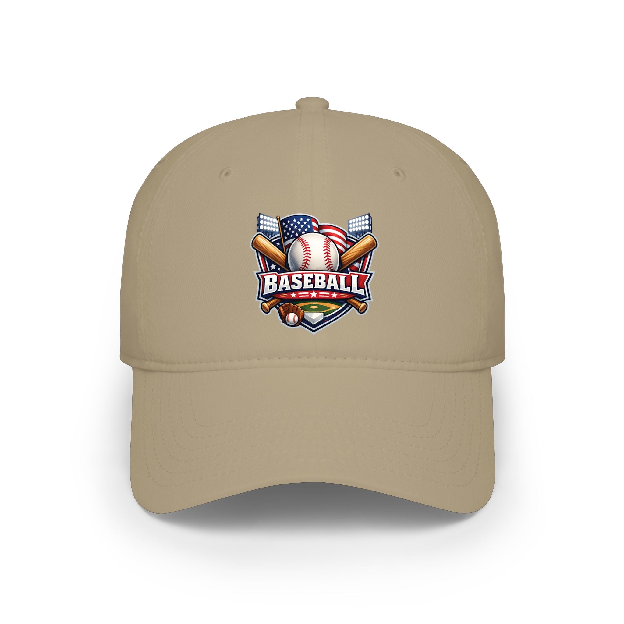 Baseball Emblem Low Profile Cap - Patriotic Baseball Hat